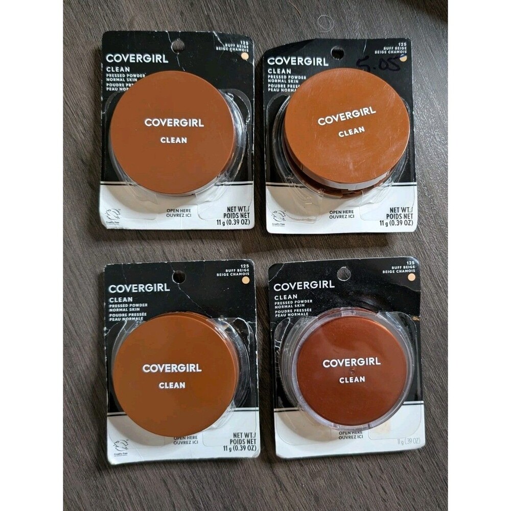 4 CoverGirl Clean Pressed Powder BUFF BEIGE 125 Original Formula Discontinued